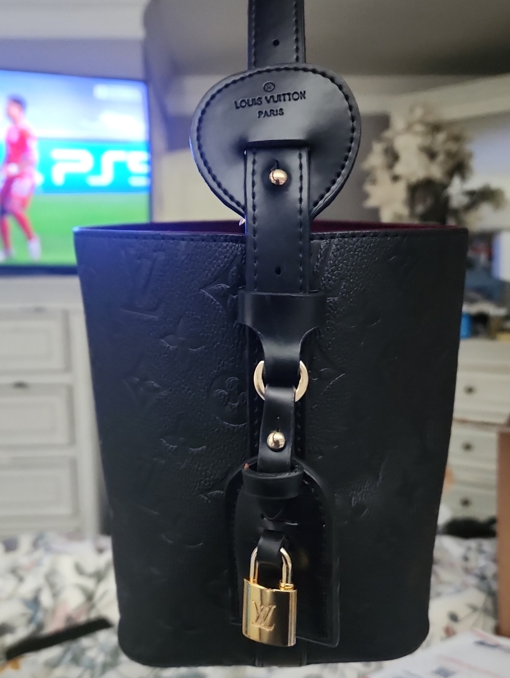 Black LV All in BB Fashion Bucket Bag w Wallet  and Strap